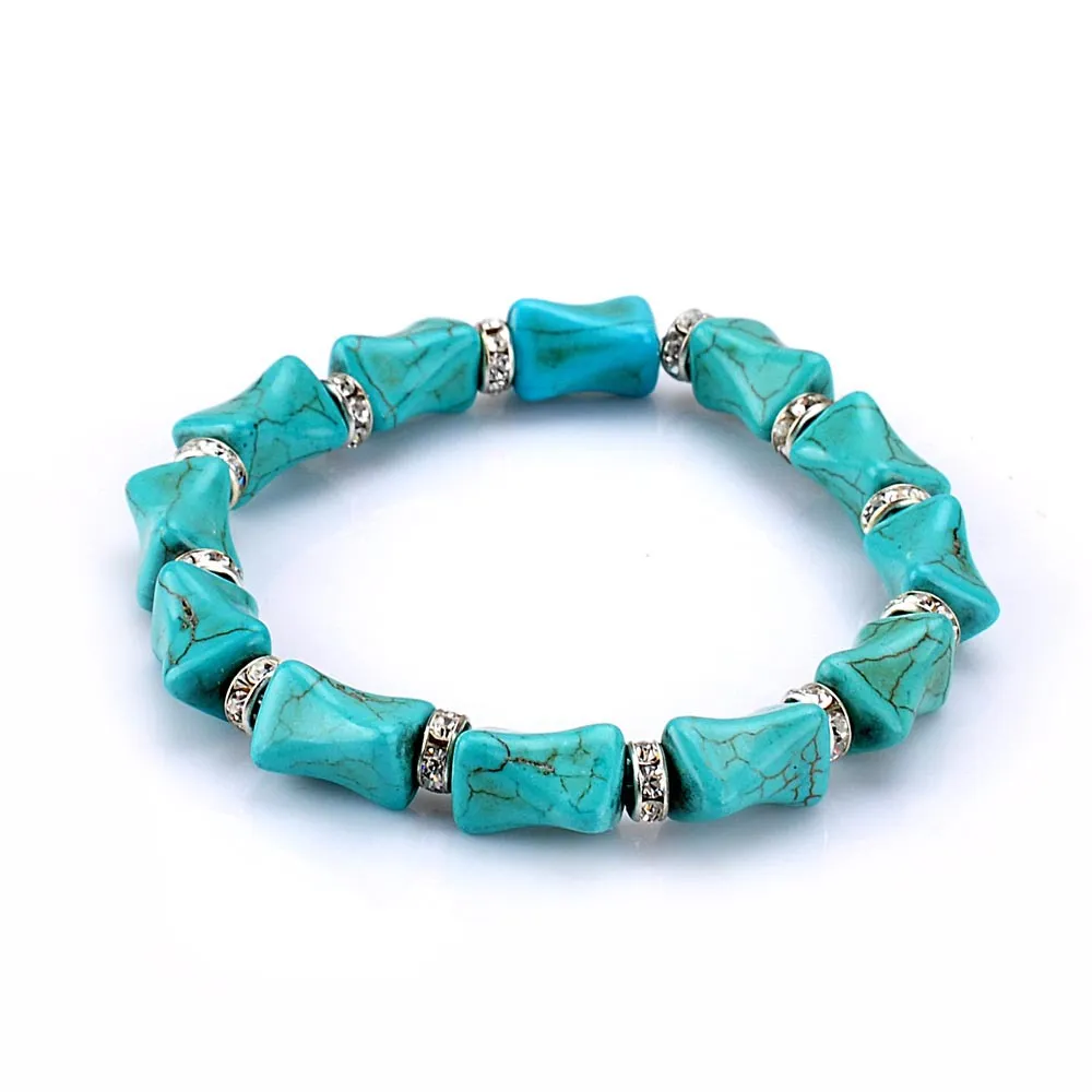 Bracelet de perles en cristal Turquoise de style 6, commande mixte, fait à la main, Anti-fatigue, diffuseur pour hommes et femmes, Fashio282G