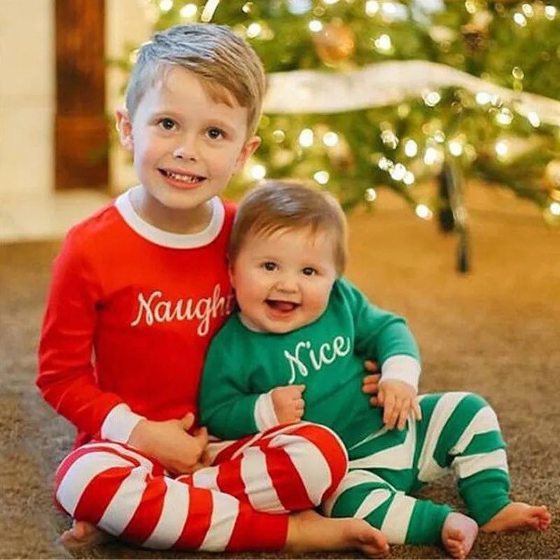 Baby Boys Girls Christmas Pajamas Kids Long Long Chass Pjs Cotton Pajamas Children Autumn Set