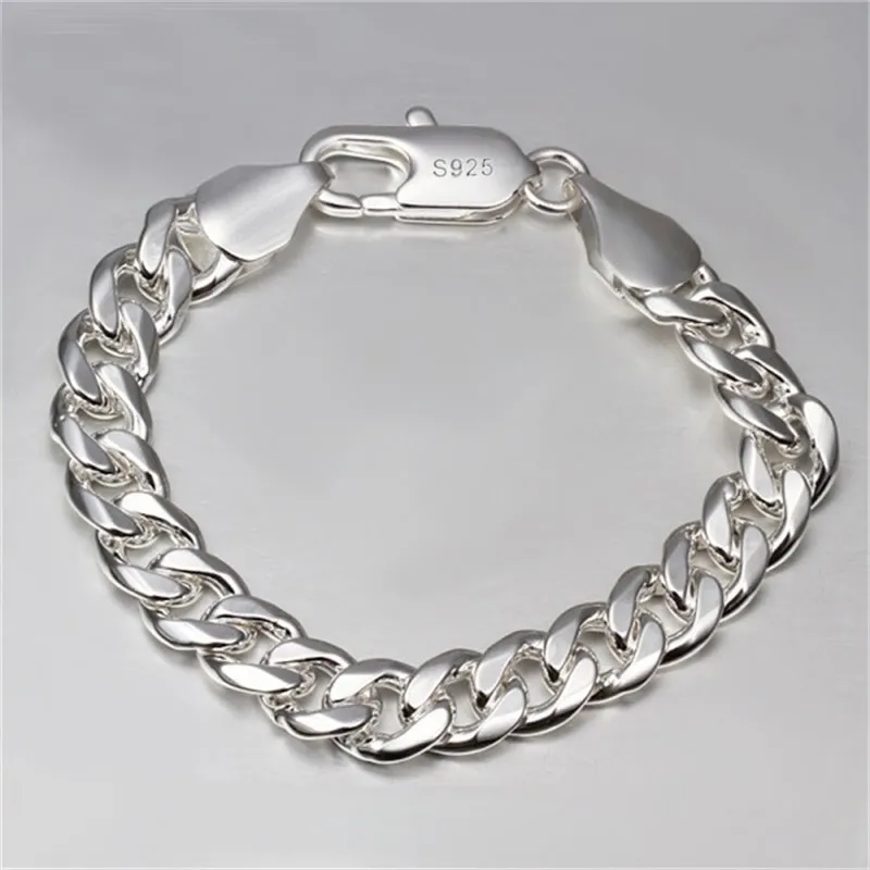Yhamni Brand Fine Smycken 100% 925 Sterling Silver Bangles Armband för Män Klassisk Charm Armband S925 Stämplat Mäns Armband H151