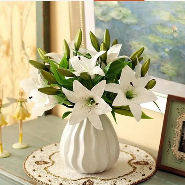 White Silk Lilies Artificial Simulation Water Lily Flower For Home