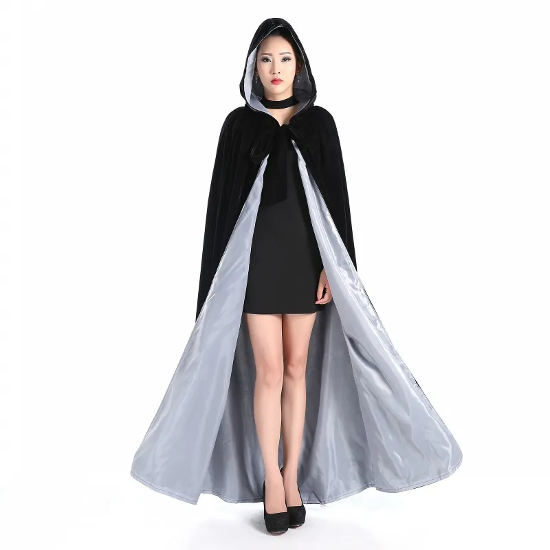 Capes à capuche en fourrure longue bon marché, Capes de mariage d'hiver, Robe Wicca chaude, Hallowmas, noël, accessoires d'événements noirs, 61168921255468