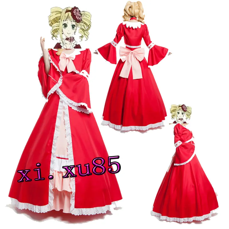 Hotcos Black Butler Elizabeth Cosplay Kostuum Kleid Red Lolita Jurk Custom Size Mooie Jurk Hoge Kwaliteit