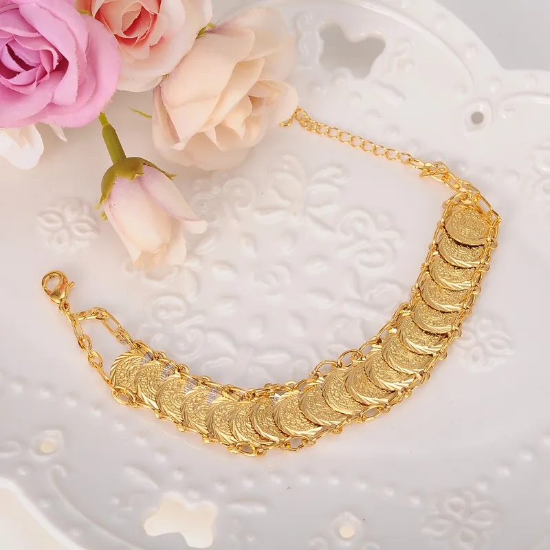 Sky talent bao coin Bracelet 22K Gold GF Islamic Muslim Arab Coin Bracelet Women Men Arab Country Middle Eastern Jewelry269m