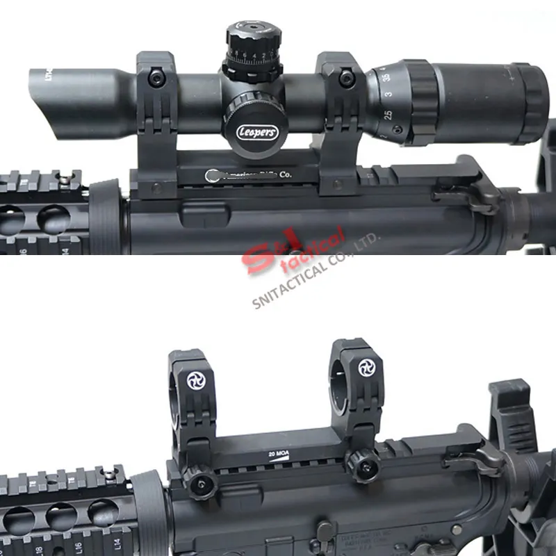 Supporto cannocchiale tattico M10 QD-L con anelli di diametro 25mm-30mm con livella a bolla integrata e guida Picatinny Weaver nera