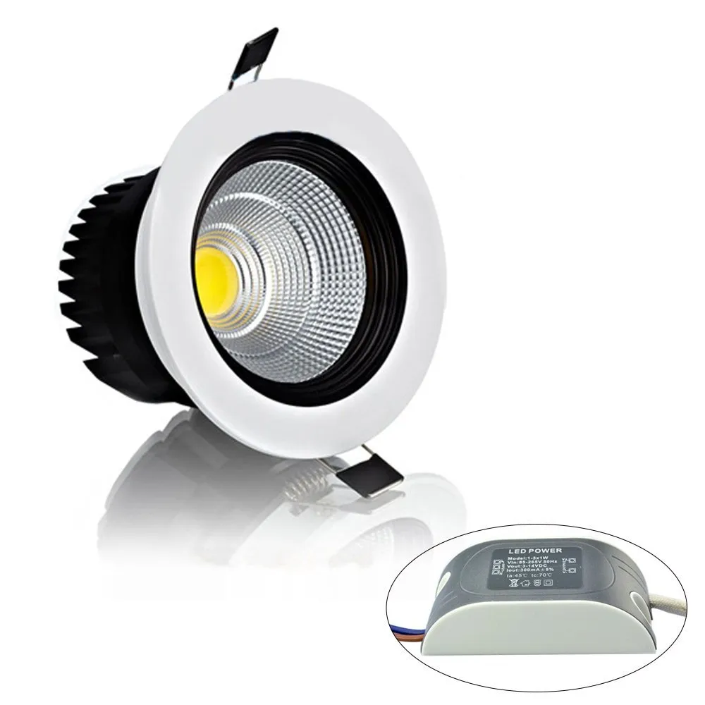 Tavan Işıkları Kısılabilir Gömme LED Downlight COB 6W 9 W 12 W 15 W Karartma Nokta Işık Lambası AC 110 V 220 V