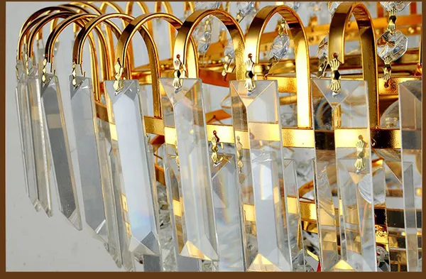 LED Modern Gold Crystal Chandeliers Lighting Fixture European Big Golden Crystal Chandelier Home Indoor Lights Pendant Lamps American Large Droplight