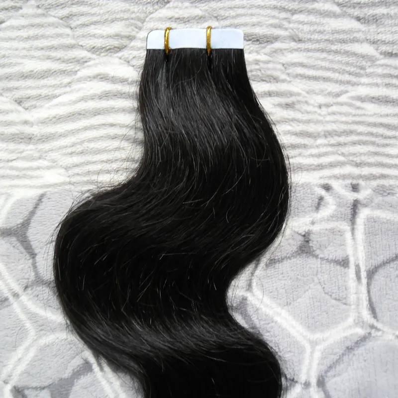 Naturfärg 100% Human Remy Tape In Hair Extensions Body Wave 50g Virgin Remy Hair Skin Wefts US Tape Seamless Hair