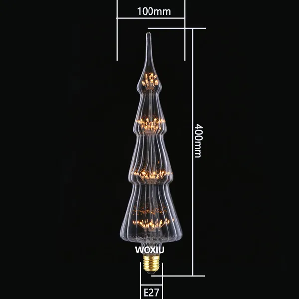 Woxiu árvore de natal vidro vintage filamento lâmpada edison retro céu estrelas branco quente decorações do dia de natal2272041