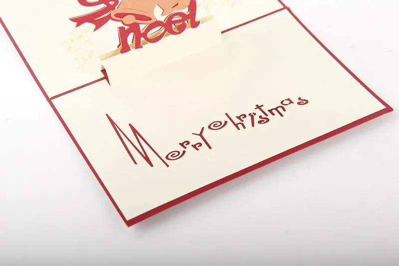 Laser gesneden Papier Uitnodigingen Handgemaakte Happy Christmas Greeting Cards 3D Kerstmis klokken Briefkaart Feestelijke feestartikelen