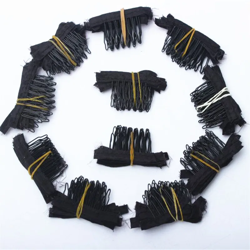 Peignes de perruque de couleur noire, clips et peignes avec 5 dents pour bonnet de perruque et fabrication de peignes, outils d'extensions de cheveux, 50 pièces