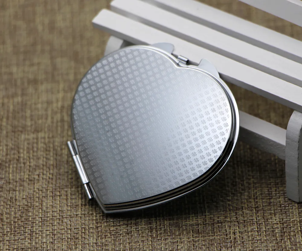Kalp Cep Aynası Gümüş Kompakt Ayna Reçine Epoksi Sticker Ile DIY Set Trail Sipariş 5 Parça / # M0838