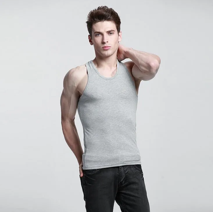 Neueste Ankunft Reine Baumwolle Basis Herren Tank Tops Weste Sommer Baumwollfaden Slim TM017 Herren Tank Top