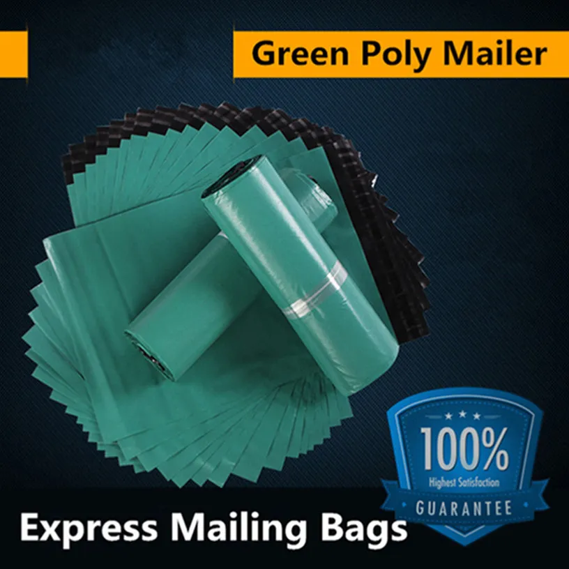 32x45cm الأخضر بولي الارسال الشحن أكياس التعبئة والتغليف البلاستيكية المنتجات البريد عن طريق البريد السريع لوازم التخزين البريدية الحقيبة حزمة لاصقة النفس لوط