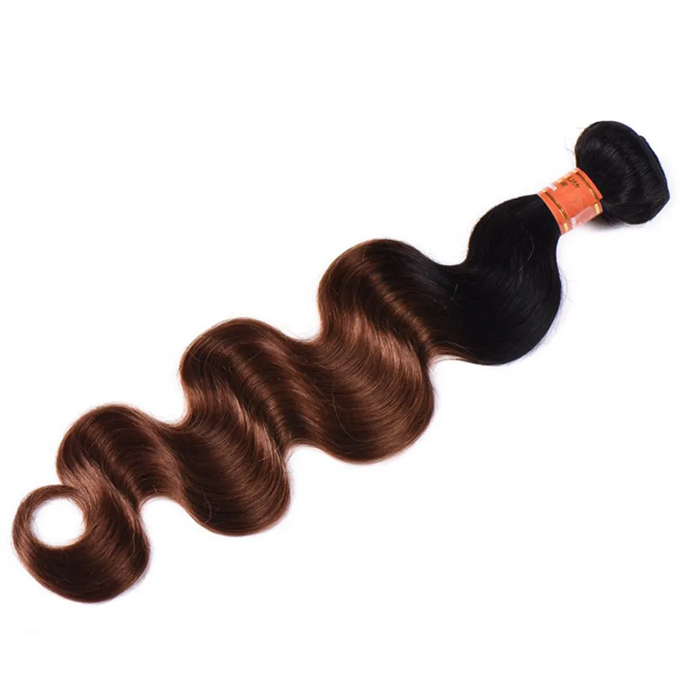 Nowy Styl Brazylijski Ombre Body Wave Ludzkie Wiązki Włosów Kolorowe 1B / 30 Brazylijski Ombre Auburn Brown Virgin Włosy Splot Rozszerzenia