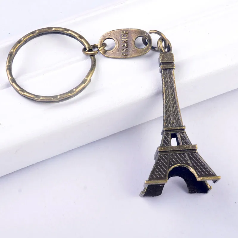 Fashion Classic Franska Frankrike Souvenir Paris 3D Eiffeltornet Modell Keychain Retro Mini Metal Paris KeyRing Nyckelring Ring Gift ZA1458