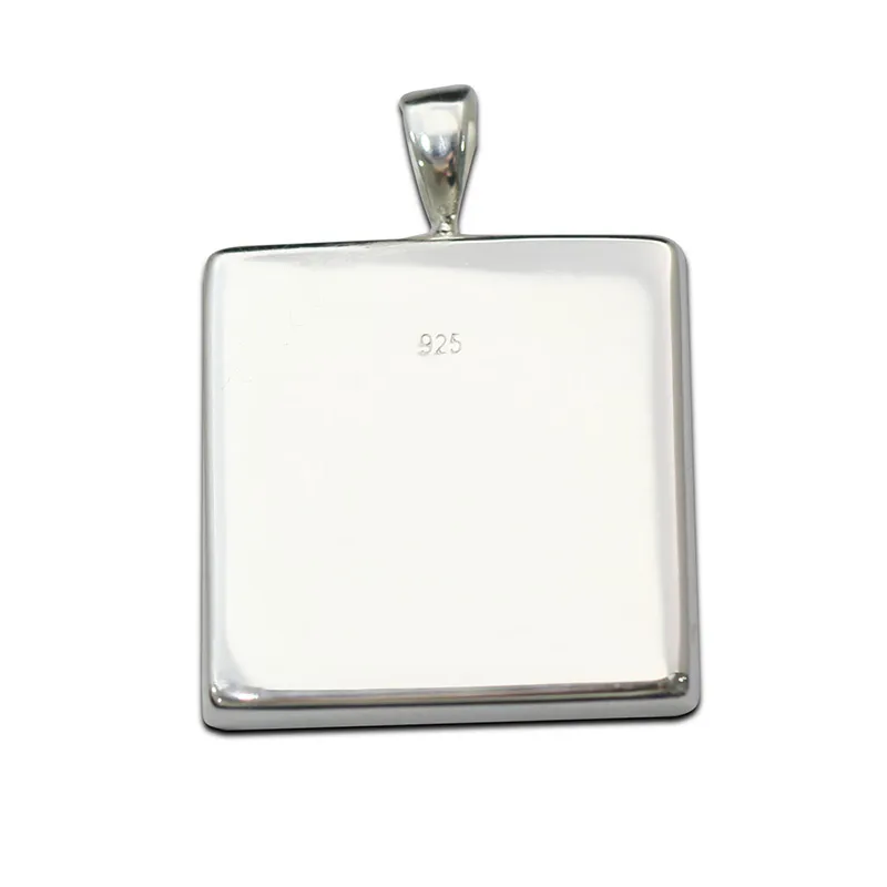 Beadsnice 925 Sterling Silver Square Pendant Base fit 25mm Cabochon Bezel Setting for DIY Jewelry Making ID267269970294