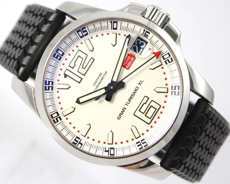 Gloednieuw Verkoop Miglia XL Witte Wijzerplaat Mannen Automatische machines Horloge Roestvrij Staal Heren Sport Horloges Rubber Band354m302H