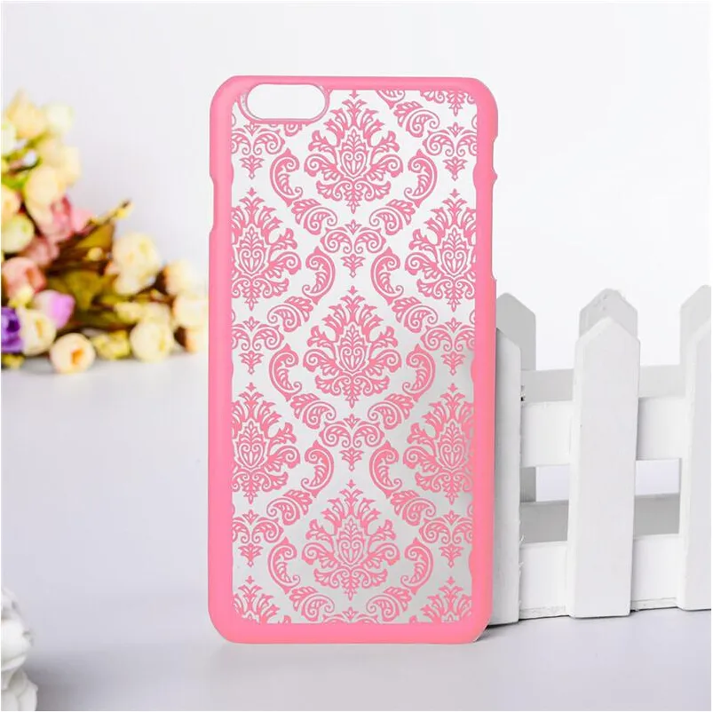 Nouveau Vintage Cour Fleur Mat En Plastique Dur PCl Creux Sur La Peau Translucide Couverture Arrière Cas De Téléphone Iphone 6s plus Iphone 6 4.7