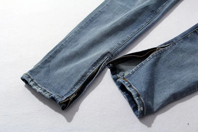 Skinny jean hommes trou denim mode déchiré hip hop pantalon cheville vêtements pour hommes de frais zipper lavé Jeans