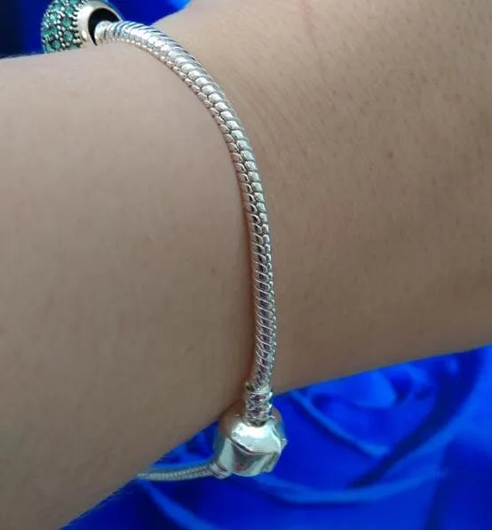 3 mm Schlangenkette, versilbert, Mischungsauftrag, passend für DIY europäische Perlen, Armbandkette, silbernes Schlangenarmband, 15,2–22,9 cm