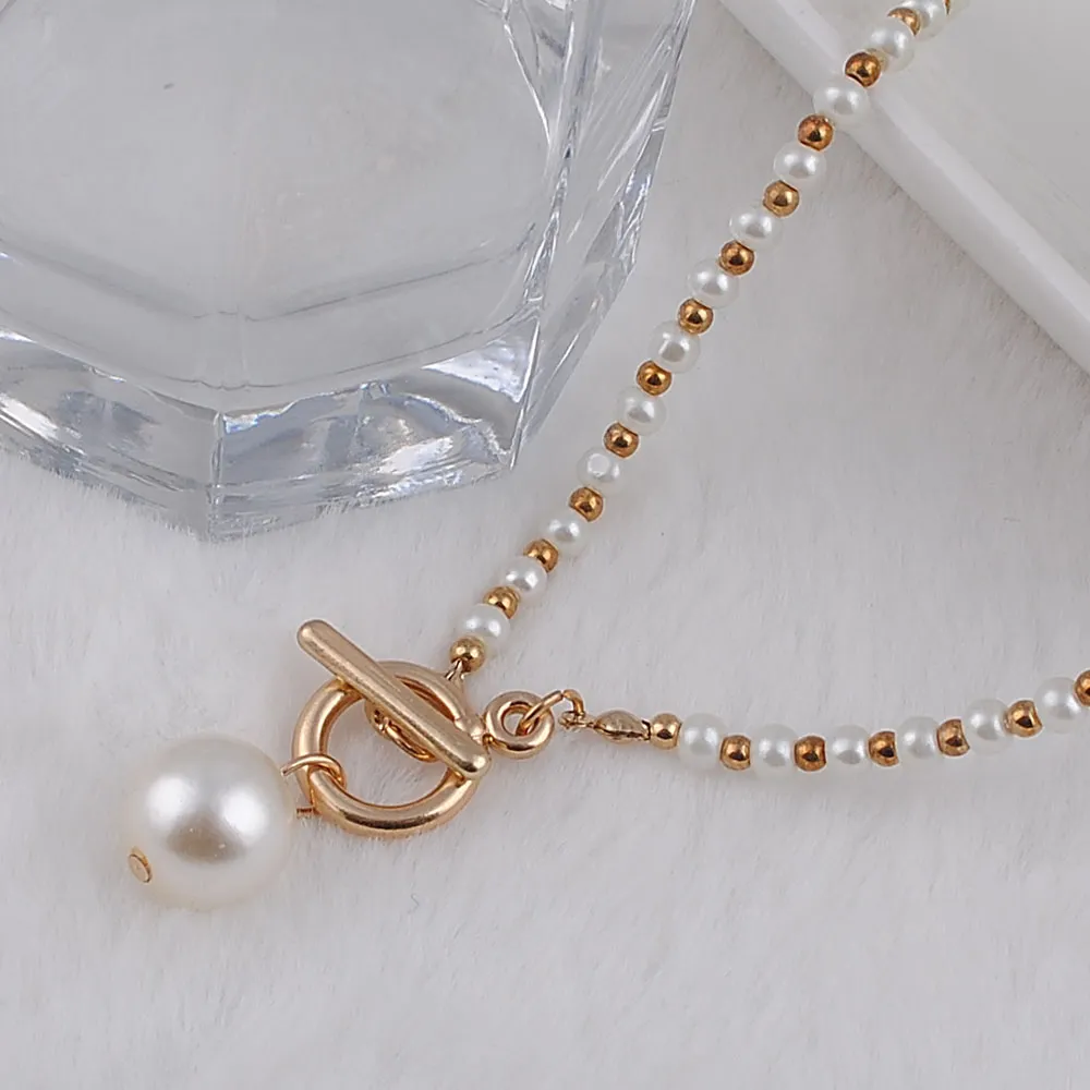 Kampanjföremål Fashion Imitation Pearl Necklace String CCB Cross Necklace Pearl Necklace Girl Jewelry 250F