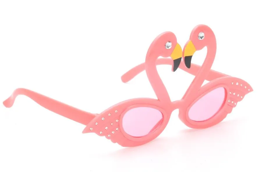 Flamingo Cocktail Hawaiian Novelty Solglasögon Finklänning Tropical Beach Glasögon Bröllop Födelsedag Möhippa Favorit Rosa Glitter