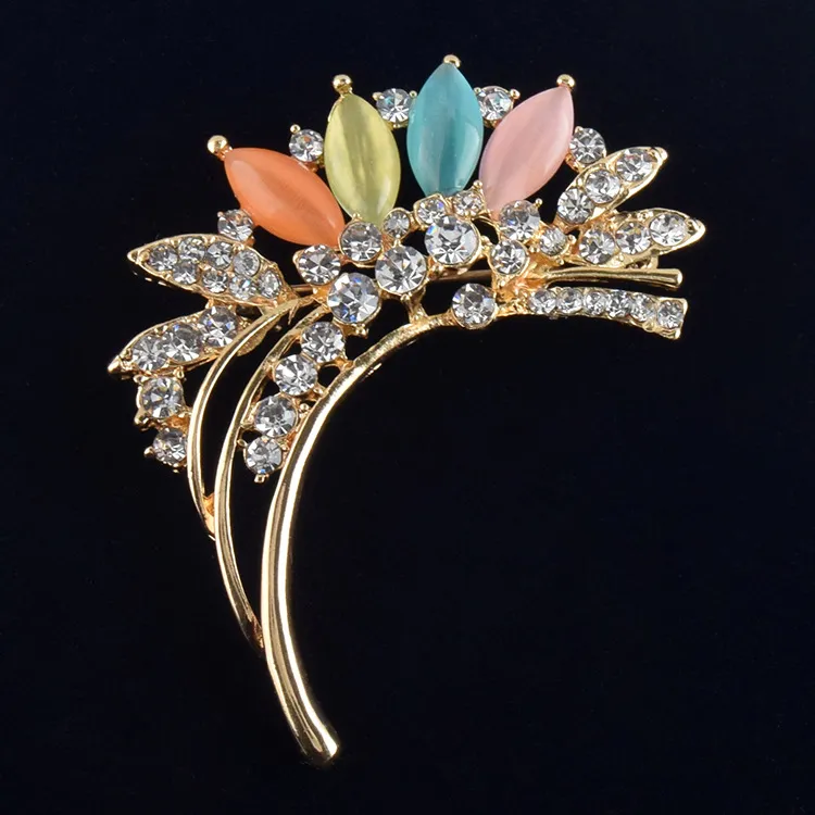 Vintage Rhinestone Brooch Pin Opal Brooches Jewelry wedding corsage for bridal wedding invitation costume party dress pin gift