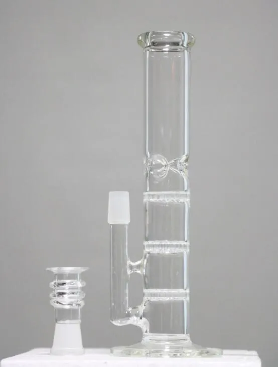 Op voorraad Duidelijk en wit glazen bongen Olierouts Waterleidingen Drie Honingraat Percs Joint 18.8mm Real Glass Roken Pijpen Goedkope Hookahs