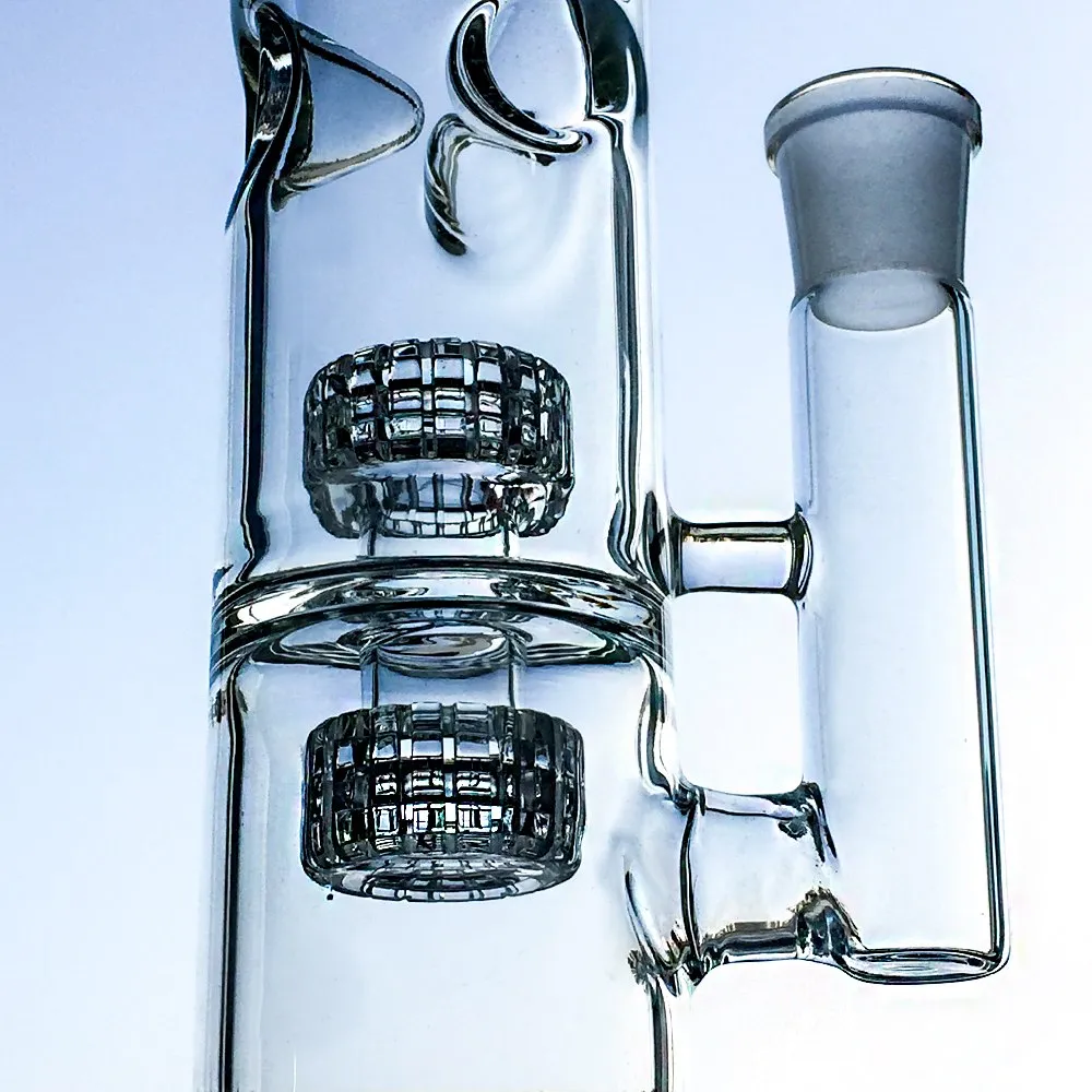 Waterpijpen Rechte Buis Bong 14 Inch Hoge Glazen Waterpijpen Stereo Matrix Perc Dab Rig Fritted Disc Glas Waterleidingen met Kom WP296