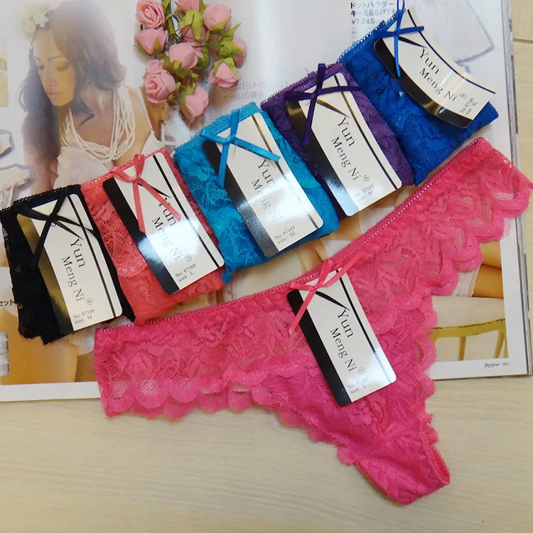 Wholesale-Free shipping lace sexy underwear women hipster intimates sexy panties thong satin panties sexy lingerie hot 6pcs lowest price
