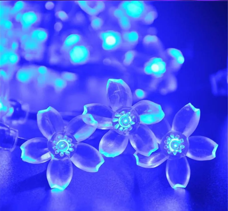 Solar Strings 50LEDs Flower Blossom Decorative Lights Waterproof white fairy Garden Outdoor Christmas solar led light