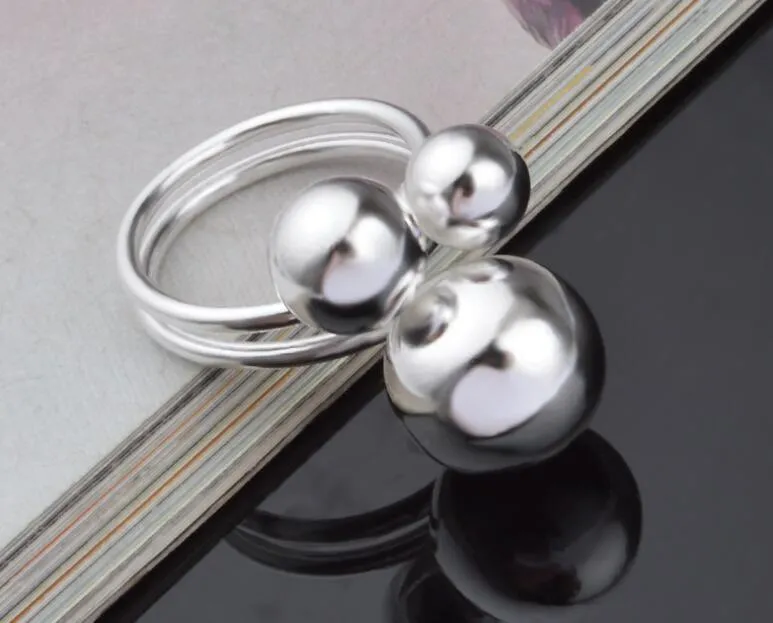 2017 varm försäljning plätering 925 sterling silver överdrift 20mm pärla öppning ring charms mode smycken 10st / 