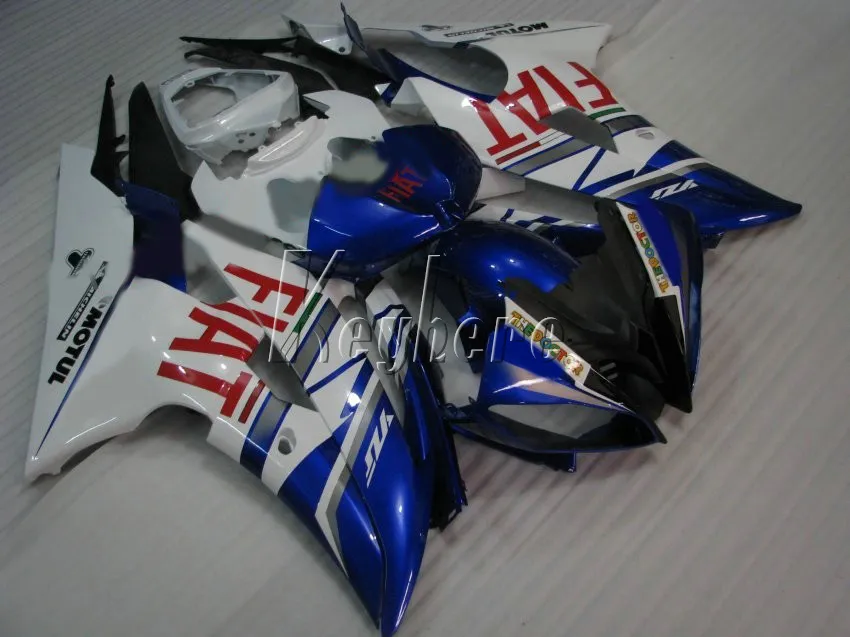 Bodywork ABS plastfeedningar för Yamaha YZF R6 08 09 10 11-15 Blå Vit Svart Insprutning Mote Fairing Kit YZFR6 2008-2015 YT31