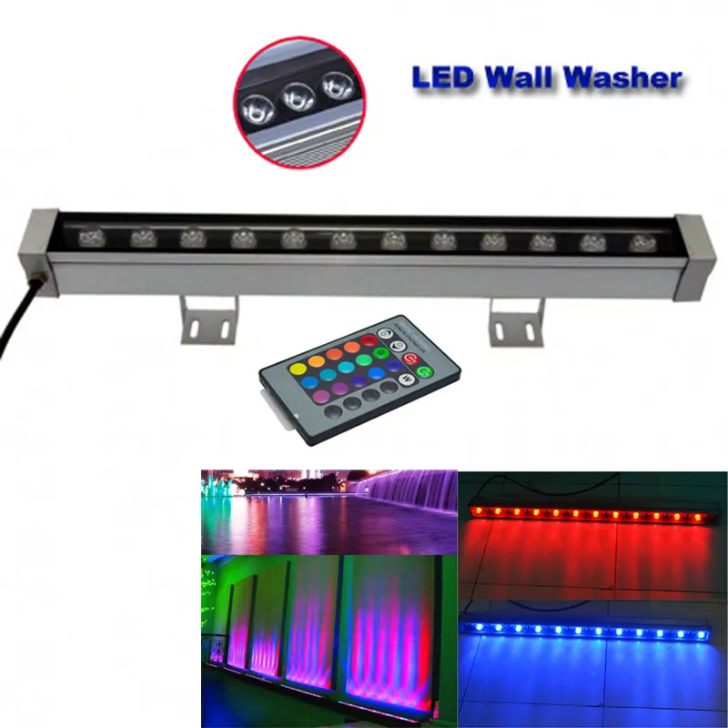 12W LED Wall Washer Light Outdoor Floodlight IP65 Waterproof RGB Color Changing AC 85 265V Remote Control for Garden Yard Patio Decoration