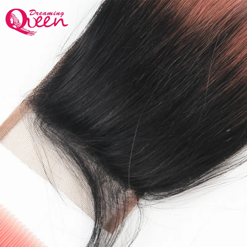 Rosa cor de ouro em linha reta 4x4 fechamento do laço brasileiro ombre 100 cabelo humano virgem fechamento com cabelo do bebê mel loira ombre laço cl8520706