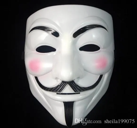 NIEUW V MASKE Vendetta White Yellow Mask Anoniem Guy Fawkes Fancy volwassen kostuum Halloween Maskers Masquerade V Masks voor Halloween