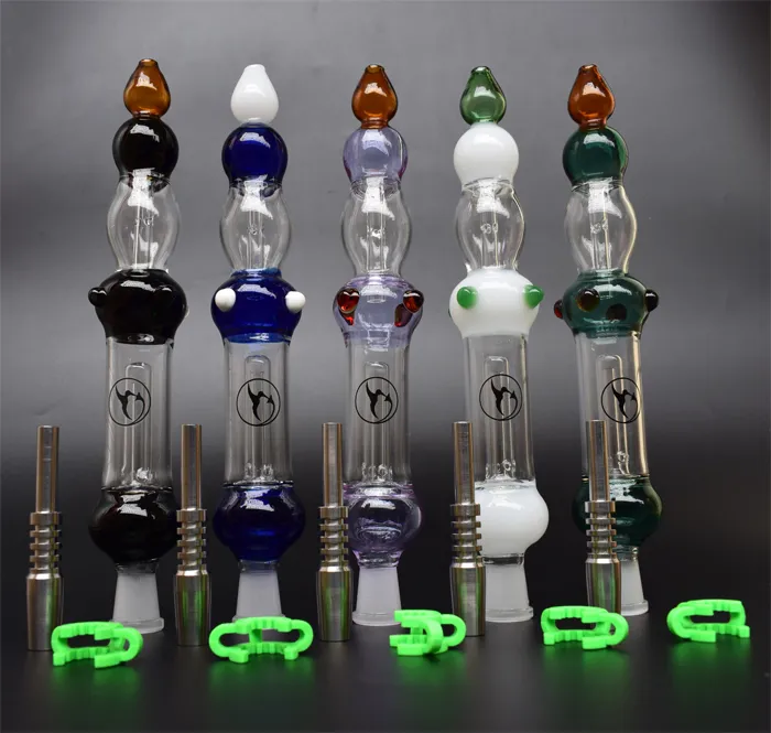 DHL Nieuwste Glas Pijpen NC-kit met 14mm Titanium TIP Titanium Nail Plastic Keck Clip Glass Bongs Smoking Pipes