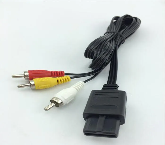 180 cm AV TV RCA cabo de cabo de vídeo para Game Cube / para SNES GameCube / 3RCA cabo para N64 64 atacado 500 pçs / lote