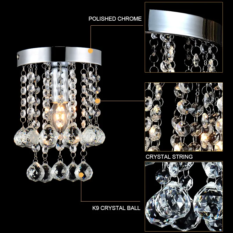 Lustre en cristal de luxe éclairage meerosee éclairage lustre chromé luminaires livraison gratuite MD3038 D150mm H230mm nouvelle mode