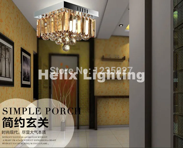 Gratis frakt Nyligen fyrkantig LED Crystal Ceiling Lamp 3W Fixture Champagne Tak Ljusbelysning Lampa Flush Mount Garanterad 100%