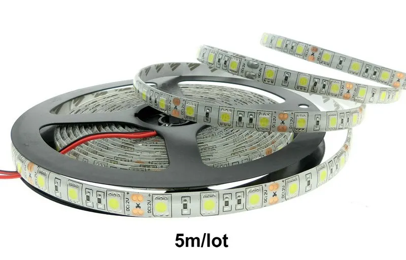 LED Strip Light 5050 SMD DC 12V 60LEDS / M Flexibel Singelfärg LED-band för Halloween Jul 100m 20 Rolls av DHL