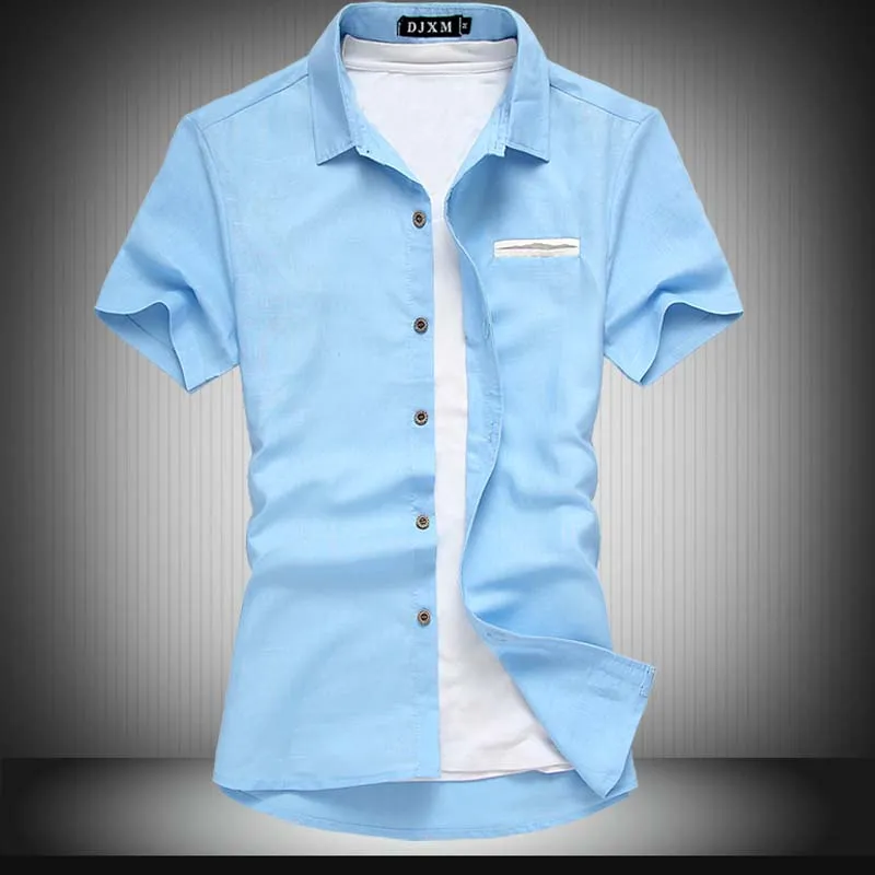 도매 플러스 크기 6xl (가슴 50 인치) 맨 셔츠 새로운 여름 스타일 패션 린넨 셔츠 큰 크기 브랜드 의류 남성 셔츠 Camisa 사회