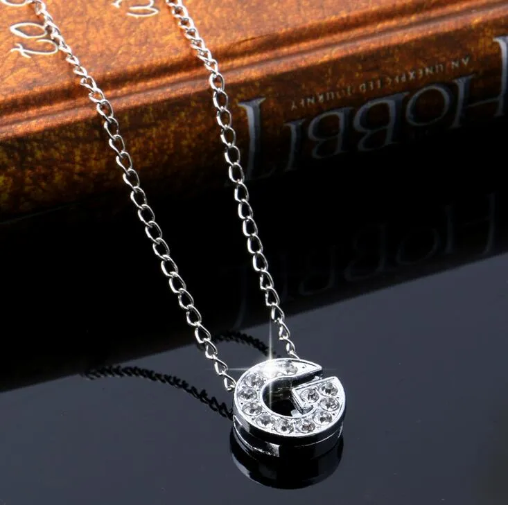 vente nouvel alliage diamant inscription ornements A-Z simple 26-lettre collier femme WFN004 avec chaîne mélanger l'ordre 20 pièces beaucoup