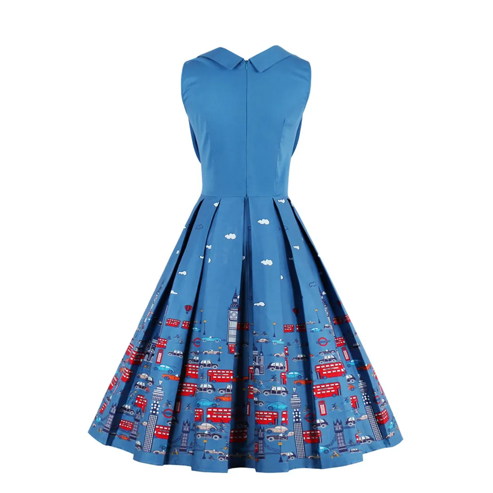 Nieuwe hete retro print jurk hepburn stijl grote swing plus size mouwloze mode party vrouwen bal jurken door DHL gratis