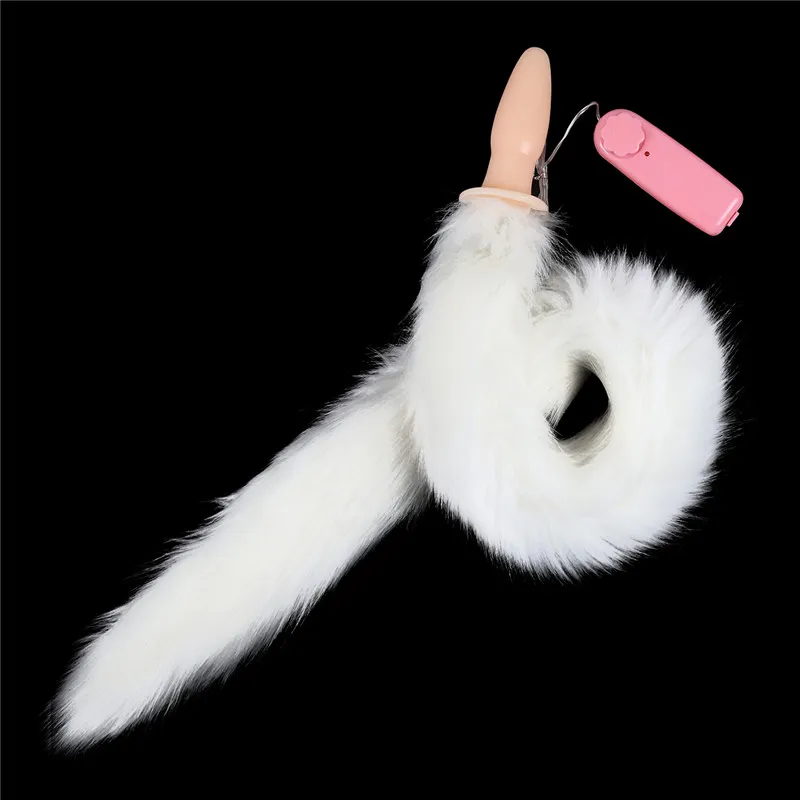 Vibrador de plugue anal vibratório cauda branca sexo cachorro gato cauda 76cm ou 36 cm de comprimento com flerte de peles BDSM Toys 3cm dia sexo brinquedos9781167