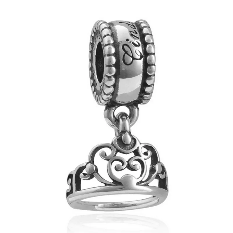 En gros mode princesse couronne argent plaqué alliage métal Dangle bricolage breloques fit européen Bracelet collier bas prix