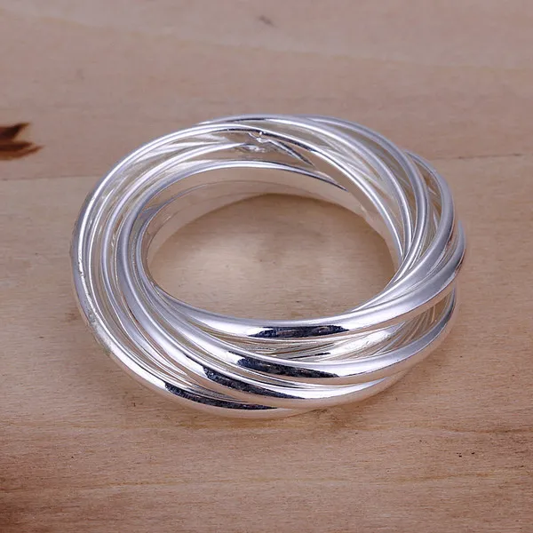 venda quente nove voltas anel de jóias de prata esterlina para mulheres WR007, moda prata 925 anéis da faixa