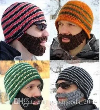 Winter Mode Schnurrbart Hut handgemachte gestrickte Häkelarbeit Bart Hut Fahrrad Maske Ski Cap römischer Ritter Oktopus coole lustige Mützen Geschenk kostenloser Versand