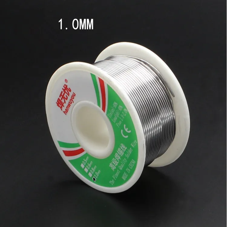 100g 63/37 Tin 0.5mm 0.6mm 0.8mm 1.0mm Rosin Core Tin/Lead 0.8mm Rosin Roll Flux Solder Wire Reel High Quality 55*28mm up