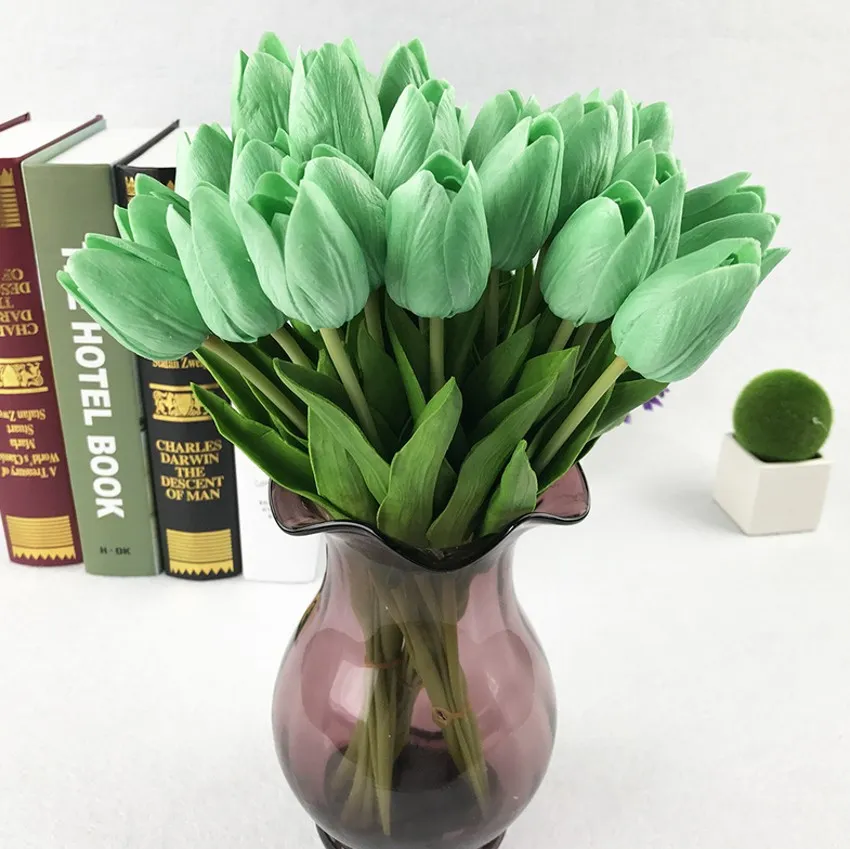 Gratis frakt Olika färger Vacker tulpan Silk Flower Latex Real Touch för heminredning